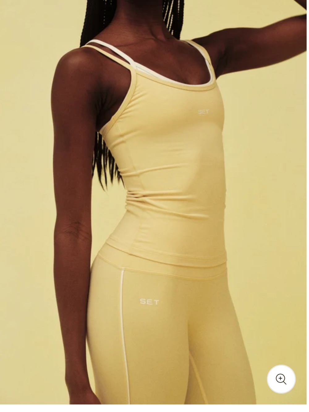 SET ACTIVE butter yellow formcloud layered tank and leggings